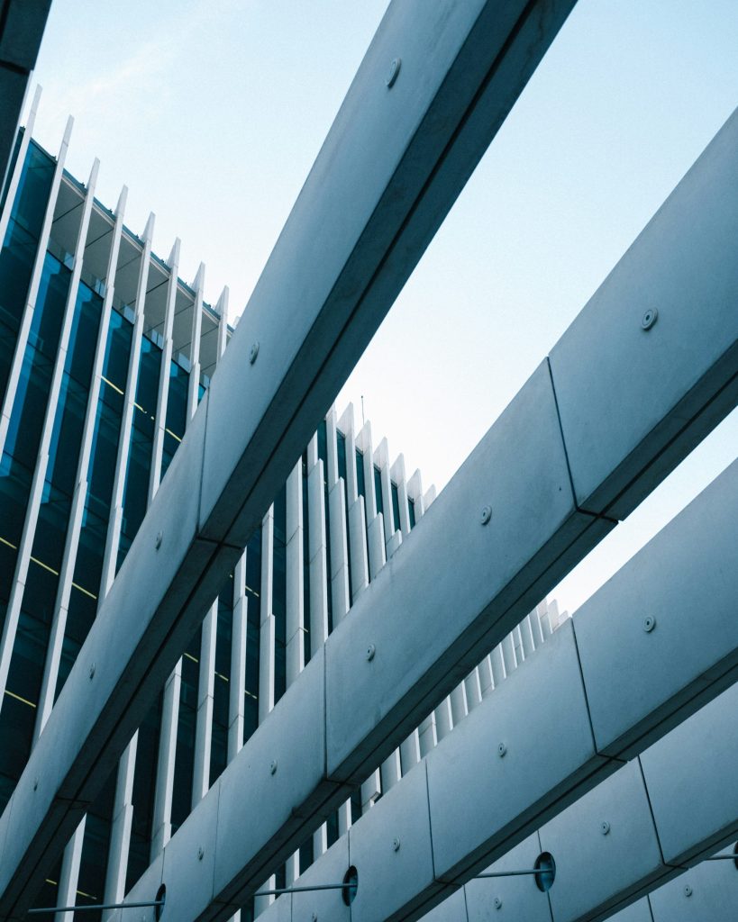 Modern building with geometric lines and glass